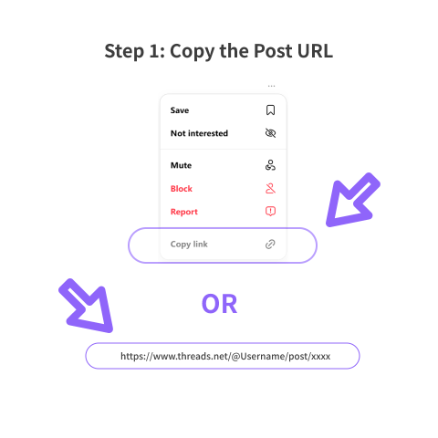 Step 1: Copy the Post URL - Threads Video Downloader by Threadeck